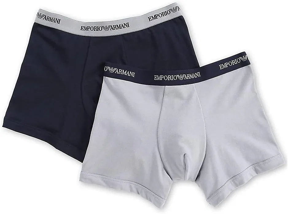 Боксеры 2-pack хлопковые Emporio Armani, серый/синий