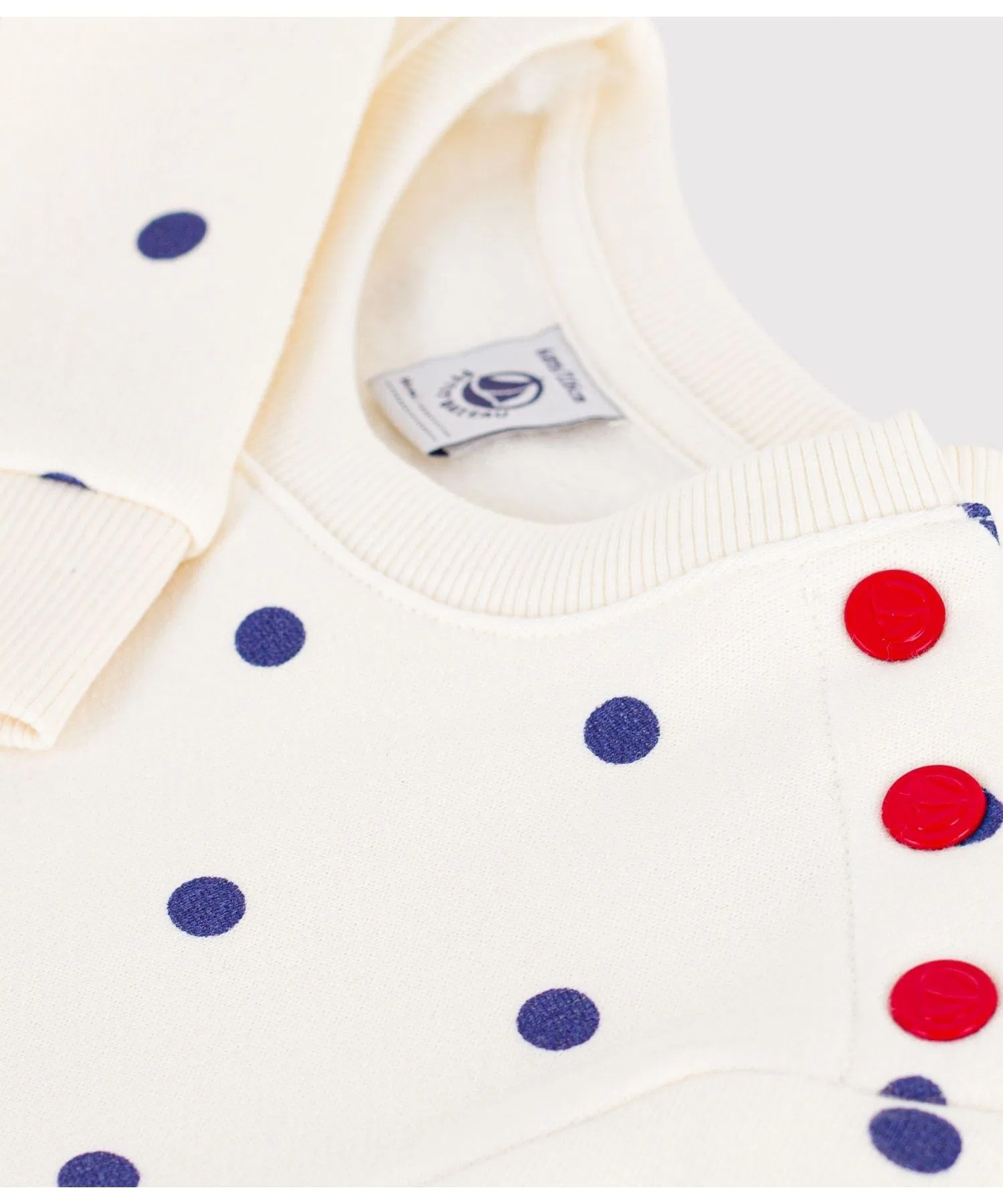 Детское платье в горошек с начесом PETIT BATEAU синее — фото 3