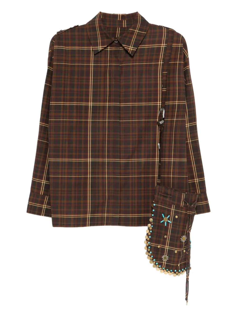 

Клетчатый декорированный топ Athelia SIEDRES, коричневый