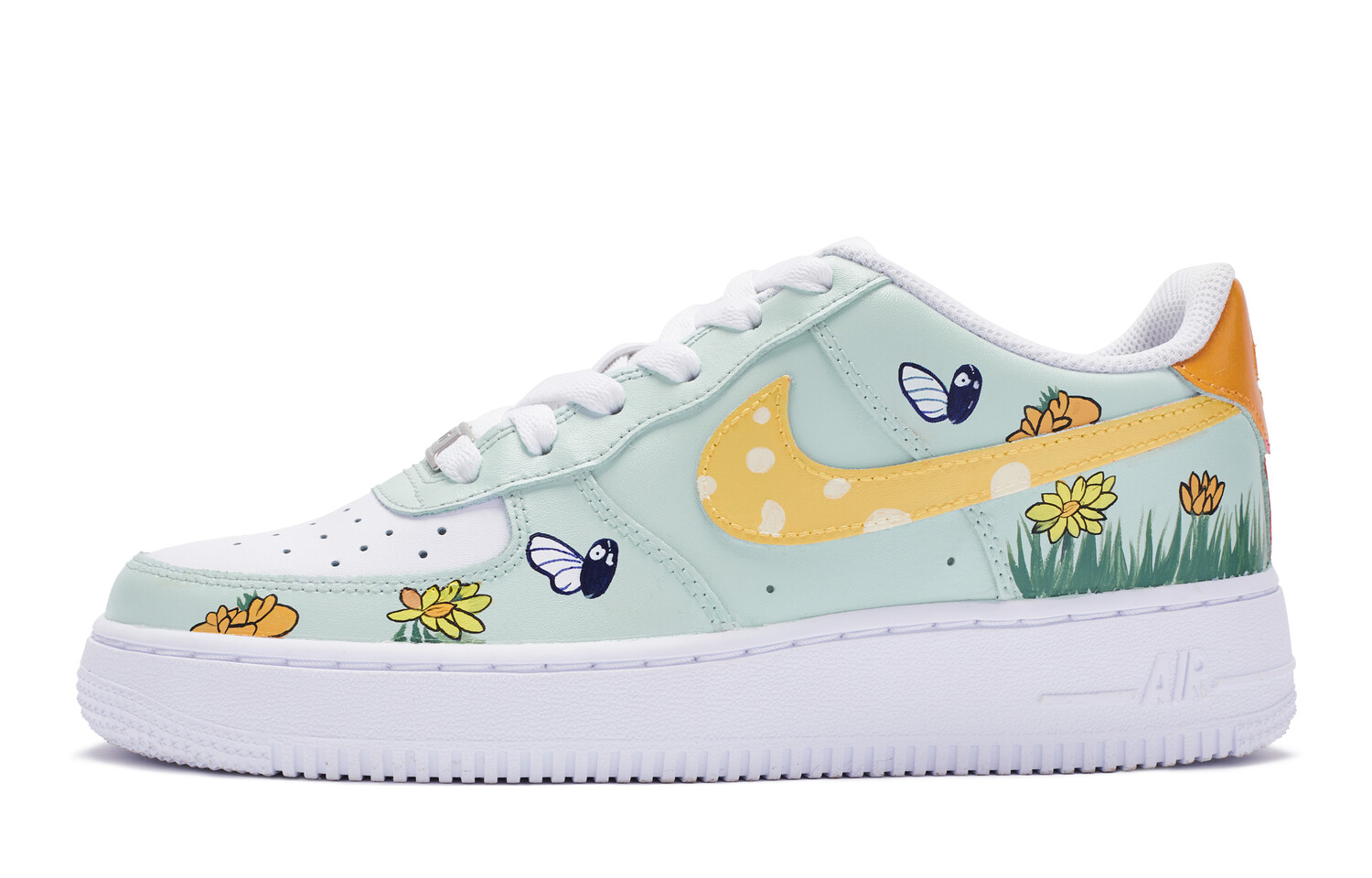 

Кроссовки Nike Air Force 1 Skateboard Shoes Women's Low-Top Green, Yellow, Black And White