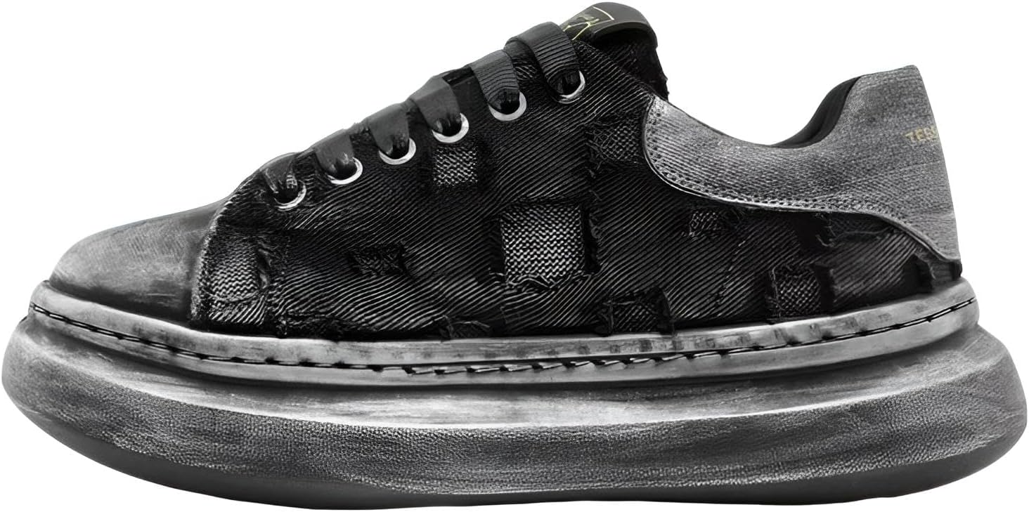 

Дизайнерские модные кроссовки, однотонный текстурированный узор, спортивный стиль на шнуровке, черно-белые, для повседневного комфорта Generic