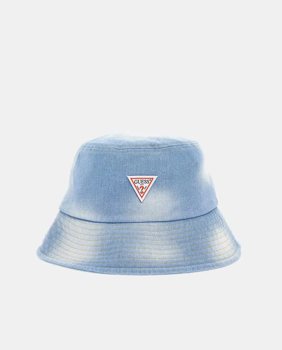 

Джинсовая шапка с треугольным логотипом Guess, синий