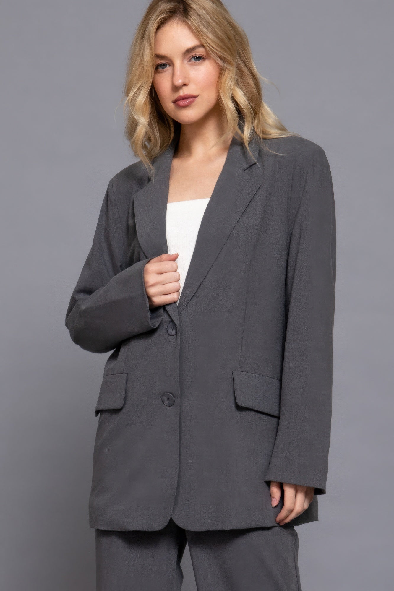 

Длинный пиджак с застежкой на пуговицы спереди FASHNZFAB, цвет heather charcoal
