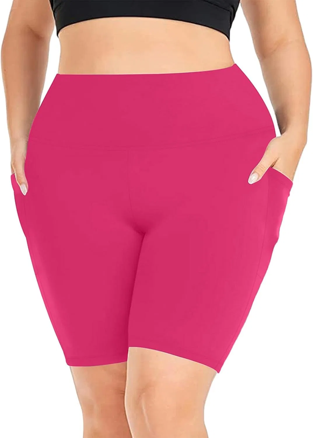 Шорты велосипедки с высокой талией, Hot Pink