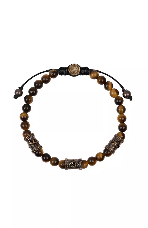 

Исцеляющая смелость – браслет тройной защиты из тигрового глаза Karma And Luck, brown/bronze