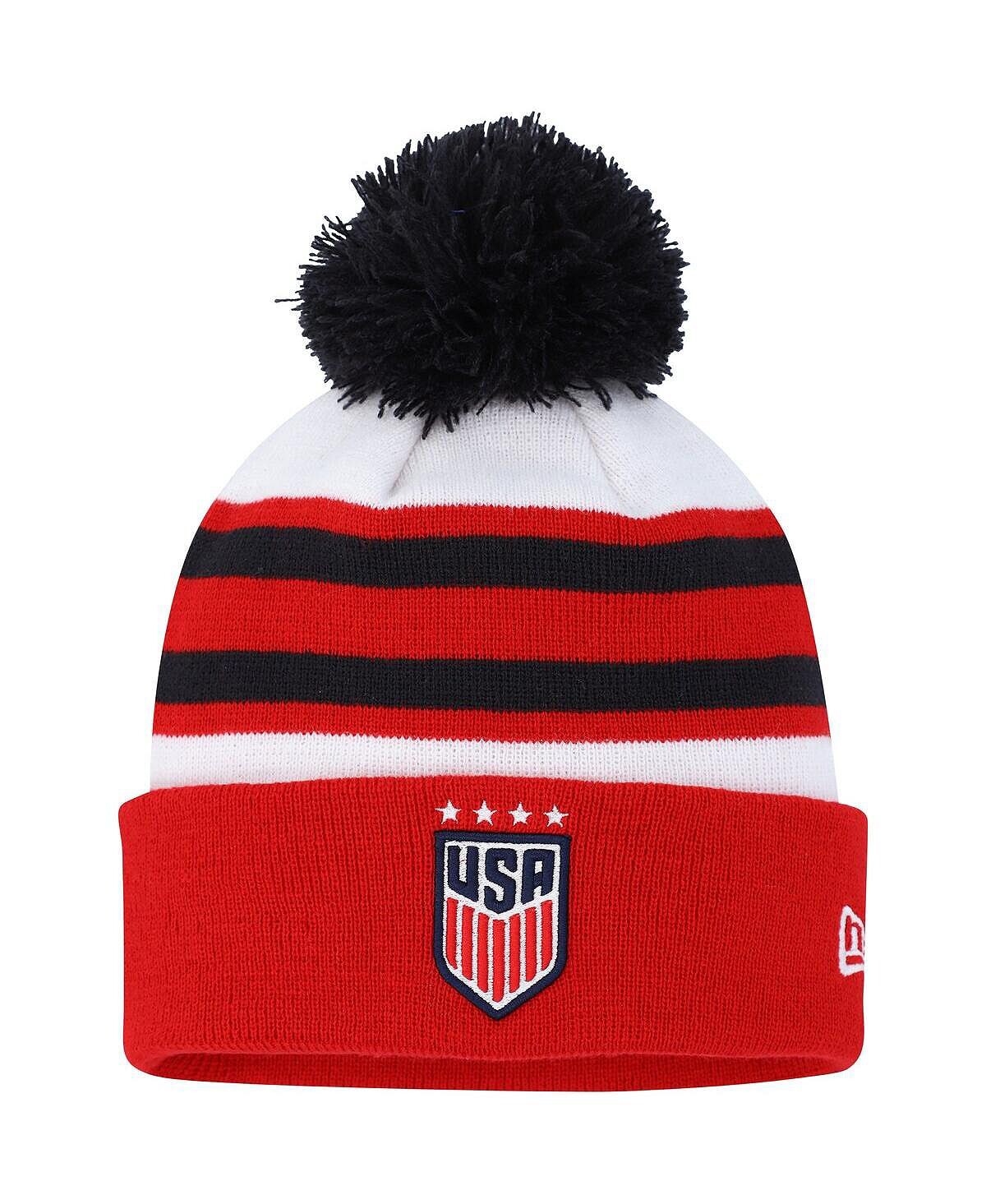

Мужская белая вязаная шапка USWNT Team с манжетами и помпоном New Era