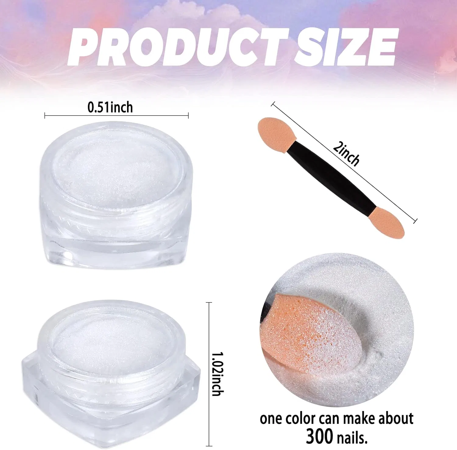 Набор перламутровой втирки для ногтей «White Pearl Chrome» из 8 цветов от Laza Laza, Colorful White — фото 4