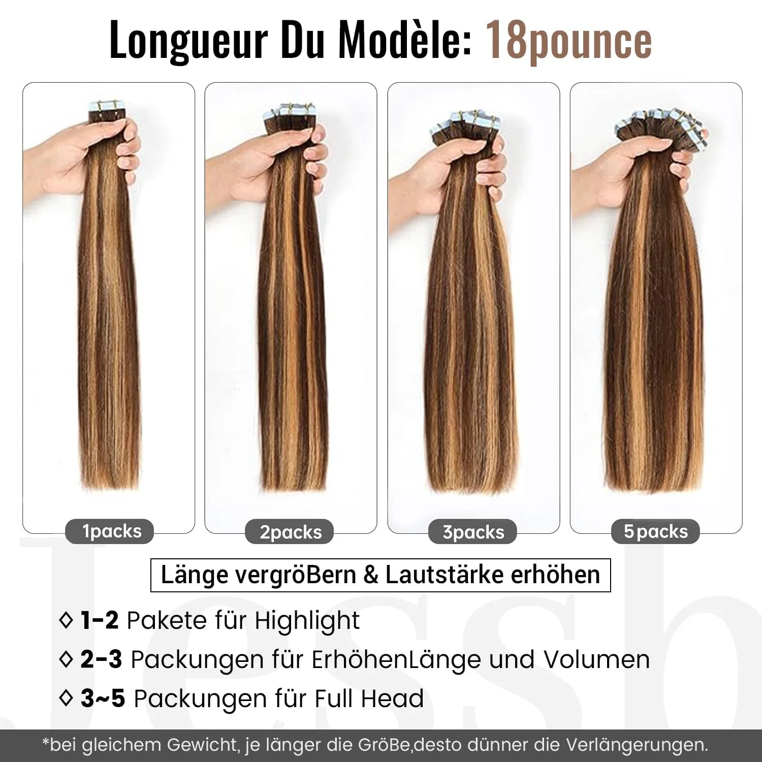 Накладные пряди для наращивания «Tape-In Real Hair Extensions» от JESSBO Jessbo, #T4/P4/27 Chocolate Brown Mxied Caramel Blonde — фото 3