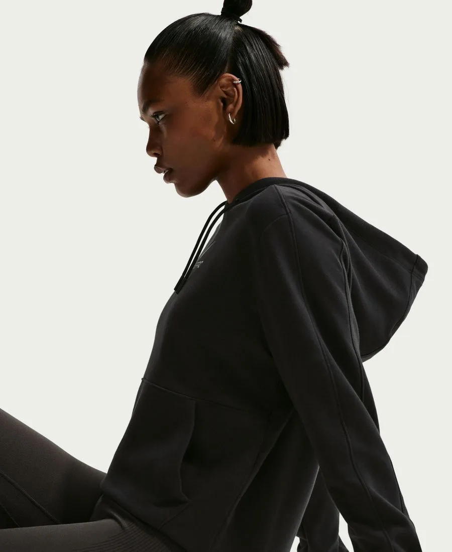 Женская толстовка Pro Dri-FIT из французского махрового трикотажа с капюшоном Nike, черный/белый — фото 3