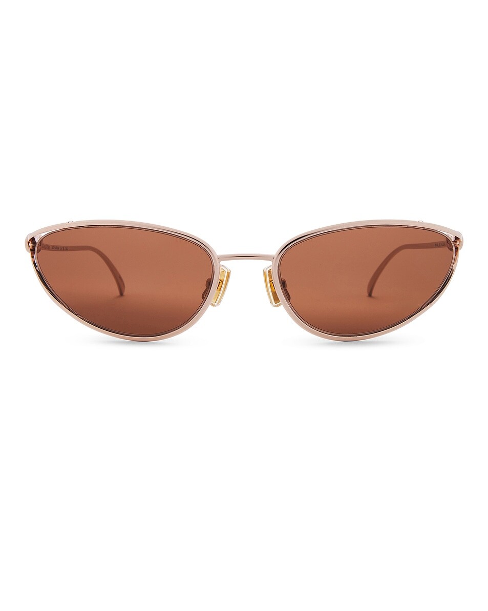 

Узкие солнцезащитные очки «кошачий глаз» Bottega Veneta, цвет Rose Gold & Warm Brown