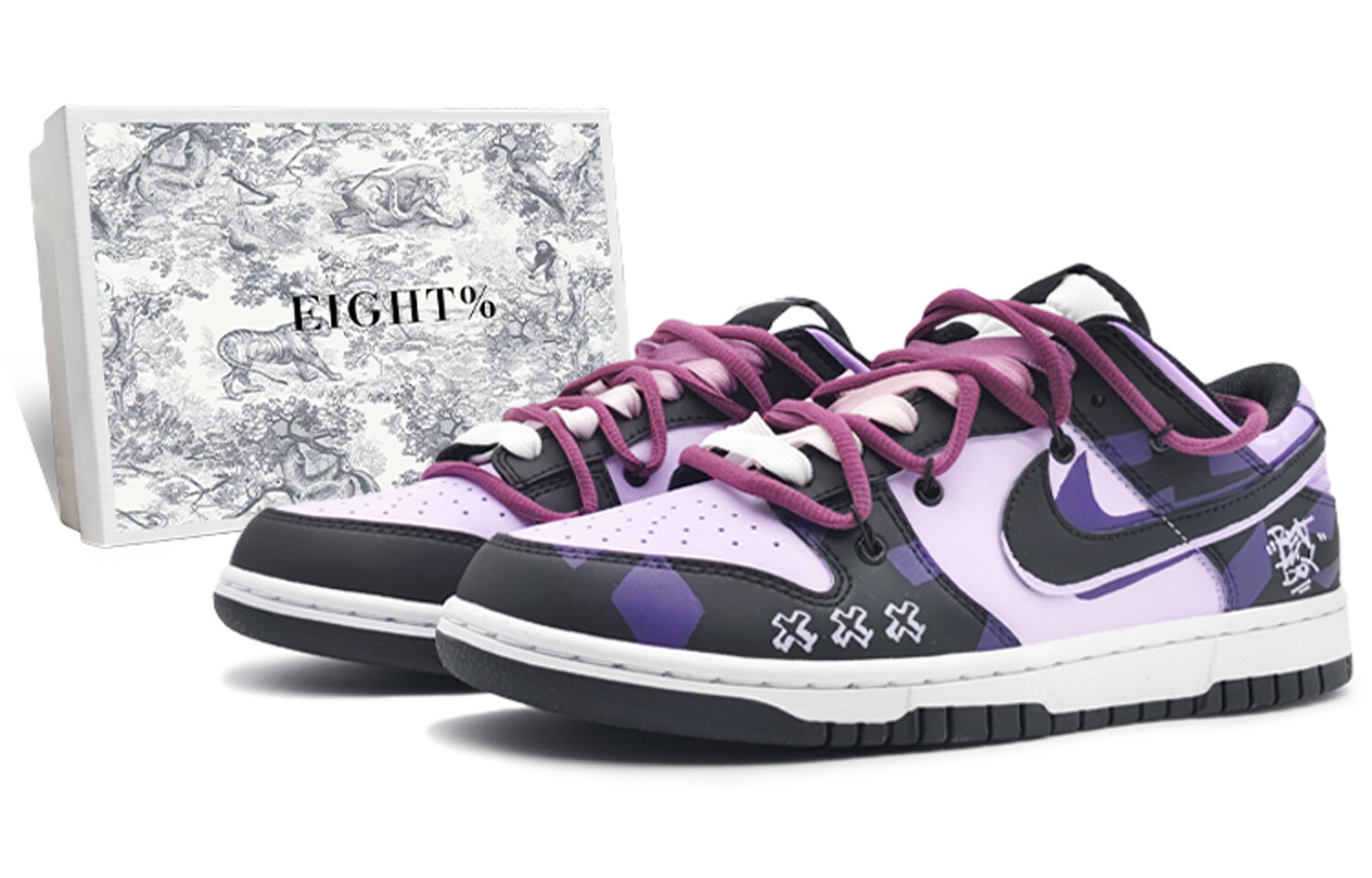 

Кроссовки Nike Dunk Skateboarding Shoes Women's Low-top Blue/purple/black, фиолетовый