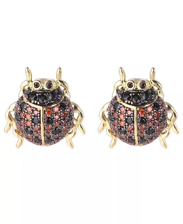 

Серьги-Гвоздики в виде божьей коровки с красными/черными кубическими цирконами Noir, gold