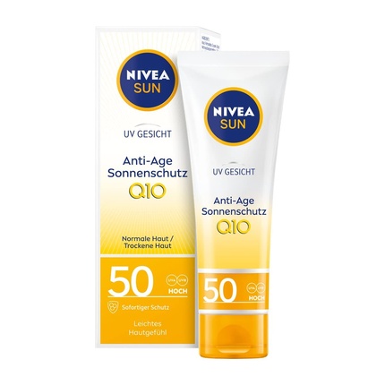 

Антивозрастной солнцезащитный крем для лица Q10 с SPF 50, 50 мл, Nivea