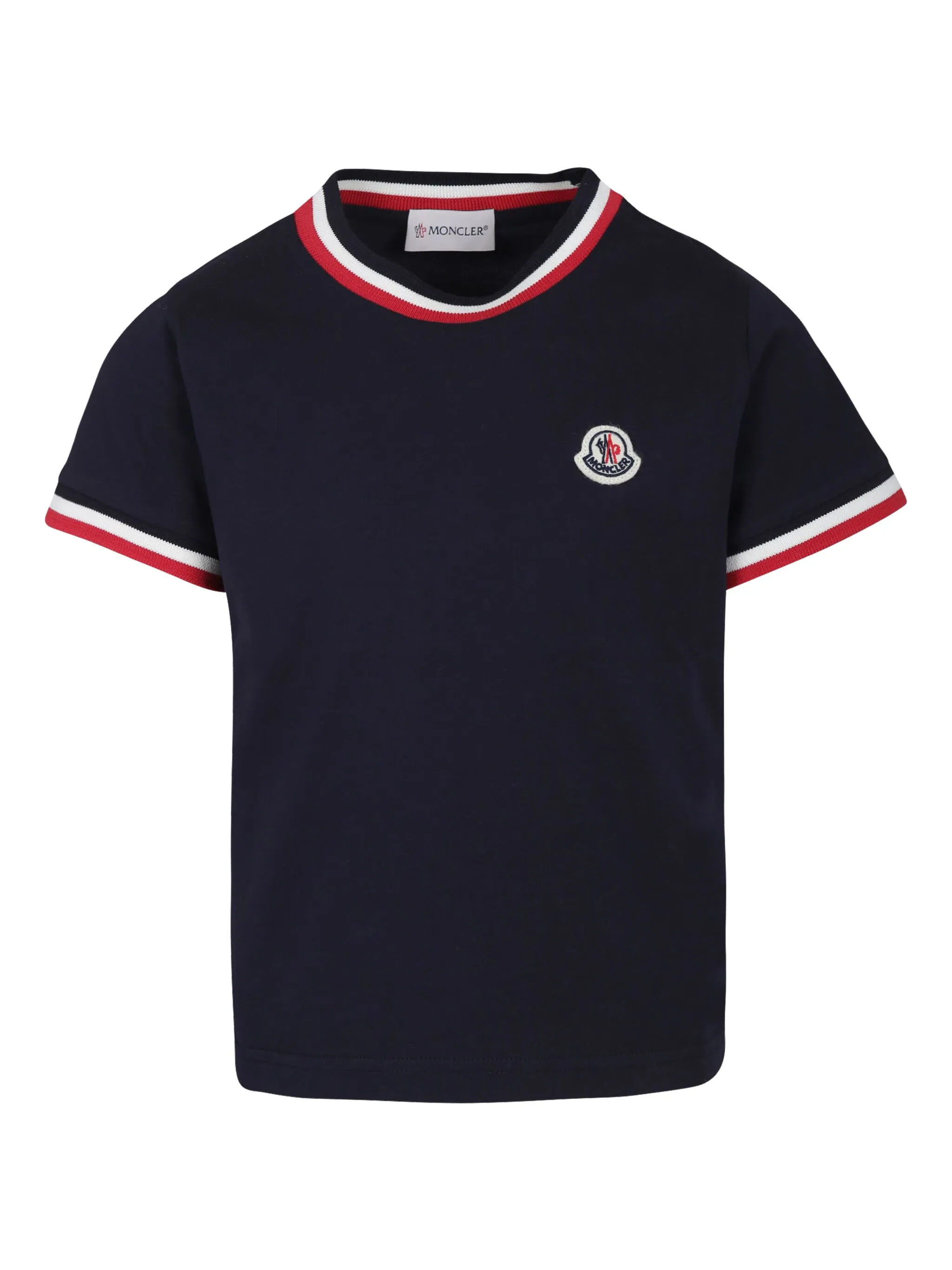 

Футболка с нашивкой-логотипом Moncler Enfant, синий