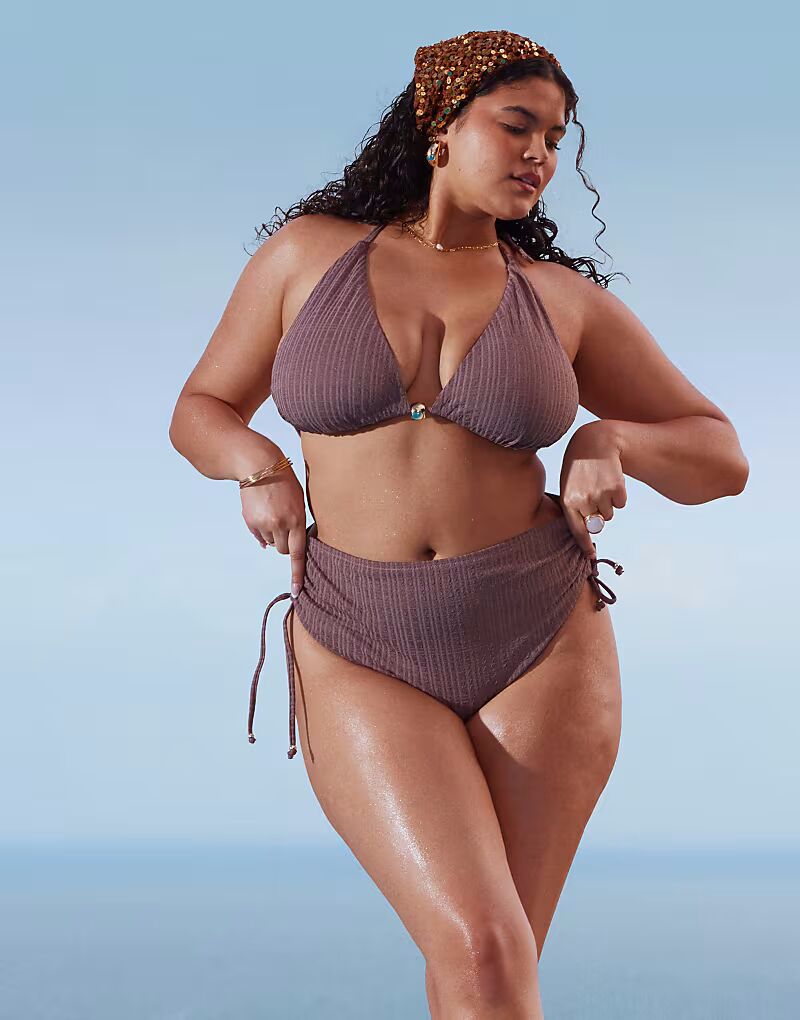 

Треугольный бикини-топ Curve Tayla коричневого цвета Asos Curve