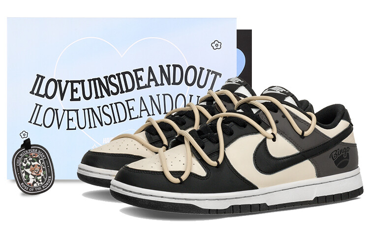

Кроссовки Nike Dunk Skateboard Shoes Women's Low-Top Black/beige/gray-brown