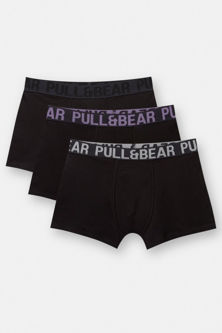 

Упаковка из 3 черных боксеров Pull And Bear, мультиколор