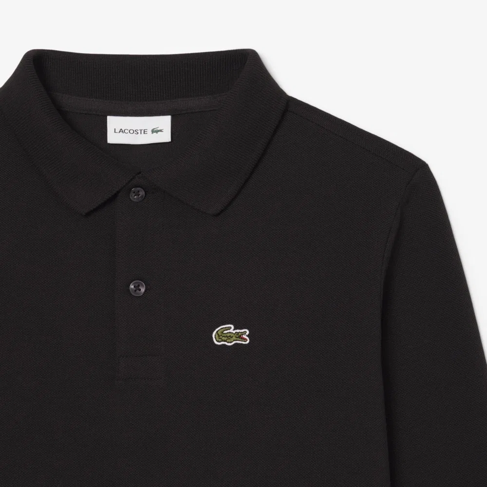 Детская базовая рубашка-поло с длинным рукавом, коричневая, от Lacoste — фото 3