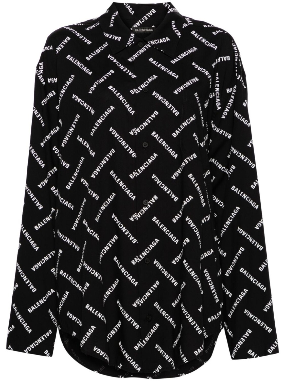 

Balenciaga рубашка с приспущенными плечами и логотипом, черный