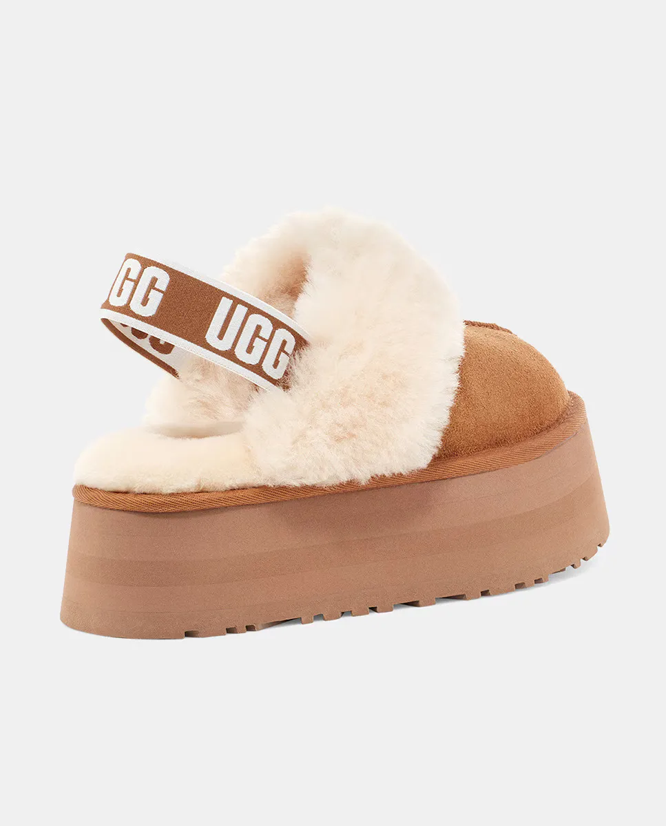 Женские тапочки Funkette на меховой подкладке и платформе UGG, коричневый — фото 4