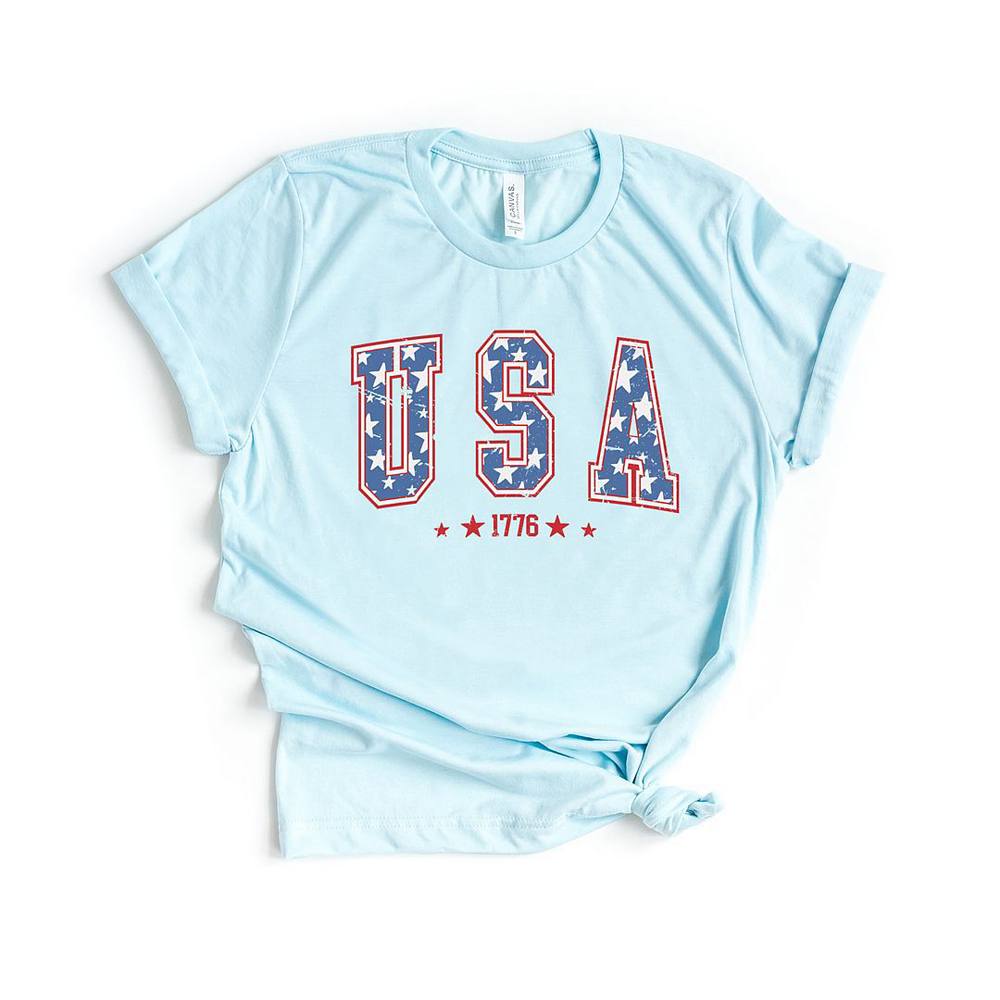 

Футболка с короткими рукавами и рисунком Usa Varsity Stars Simply Sage Market, цвет Ice Blue