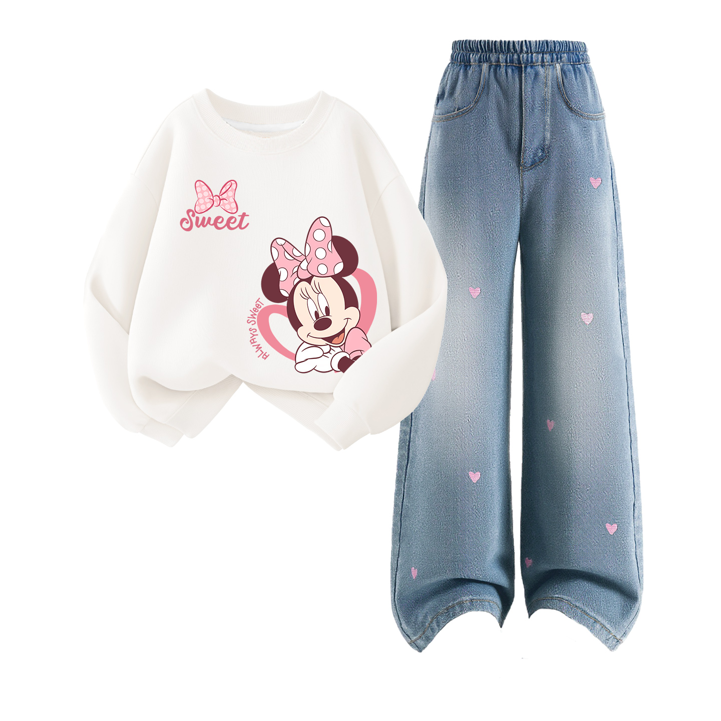 Детский спортивный комплект Casual Sportswear 2 Piece Set Disney, Di Huanxin Dots K Powder+Solid Color Sea Salt Blue — фото 4