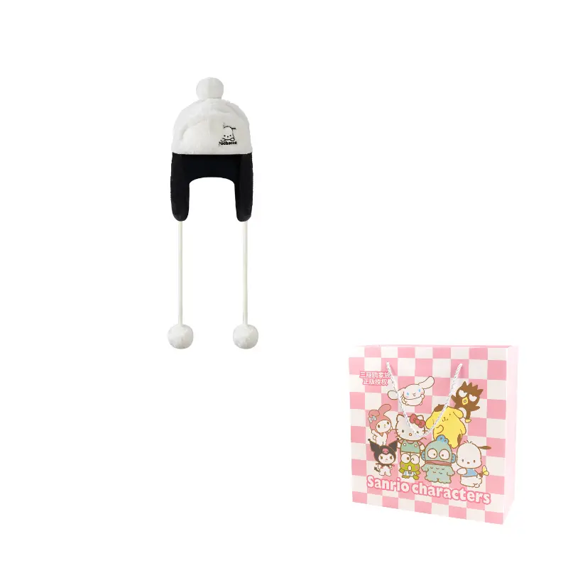 

Sanrio Трапперская шапка из полиэстера для женщин, Pochacco Black and White Trapper Hat