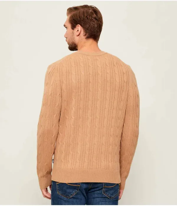 Шерстяной свитер H-Hetico regular fit Boss, бежевый — фото 3