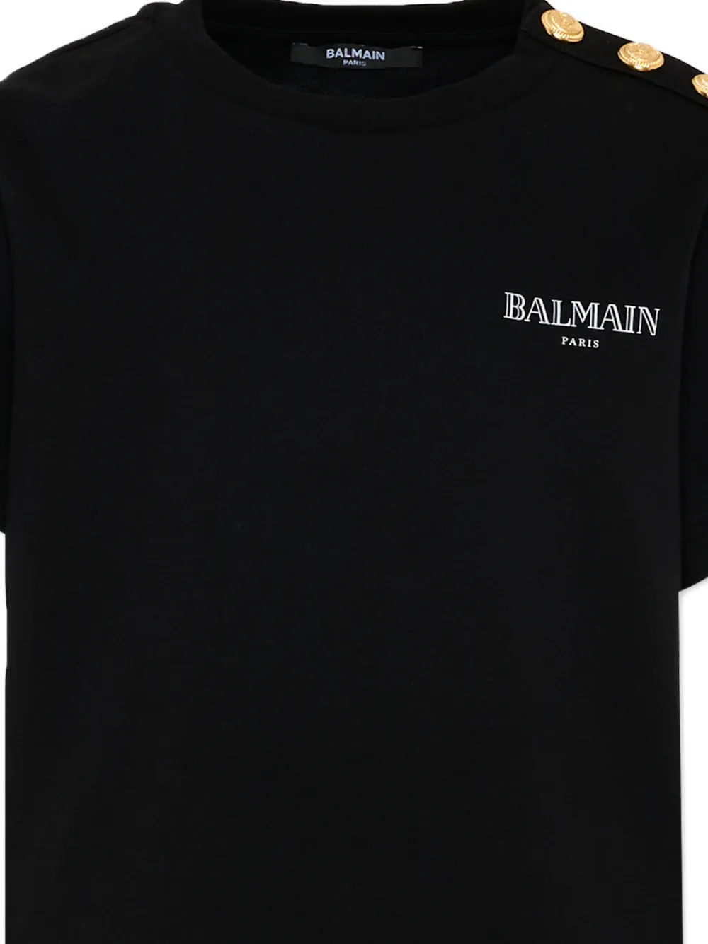 Футболка с короткими рукавами и пуговицами Balmain Kids, черный — фото 3