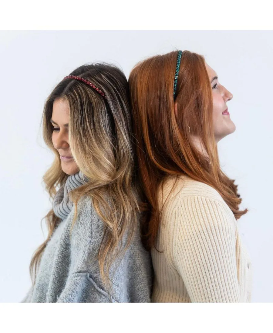 Headbands of Hope Набор тонких повязок на голову с бусинами - красный + зеленый — фото 4
