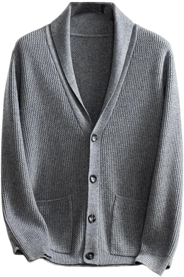 

Мужской свитер 100% кашемир зимний толстый кардиган с отложным воротником