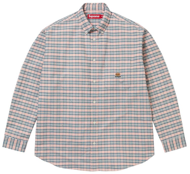 

Рубашка Supreme из фланели свободного кроя в клетку, серый