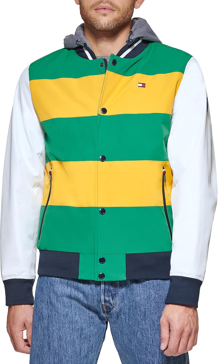 

Мужская модная куртка-бомбер Tommy Hilfiger с прикрепленным трикотажным капюшоном, Yellow Gold