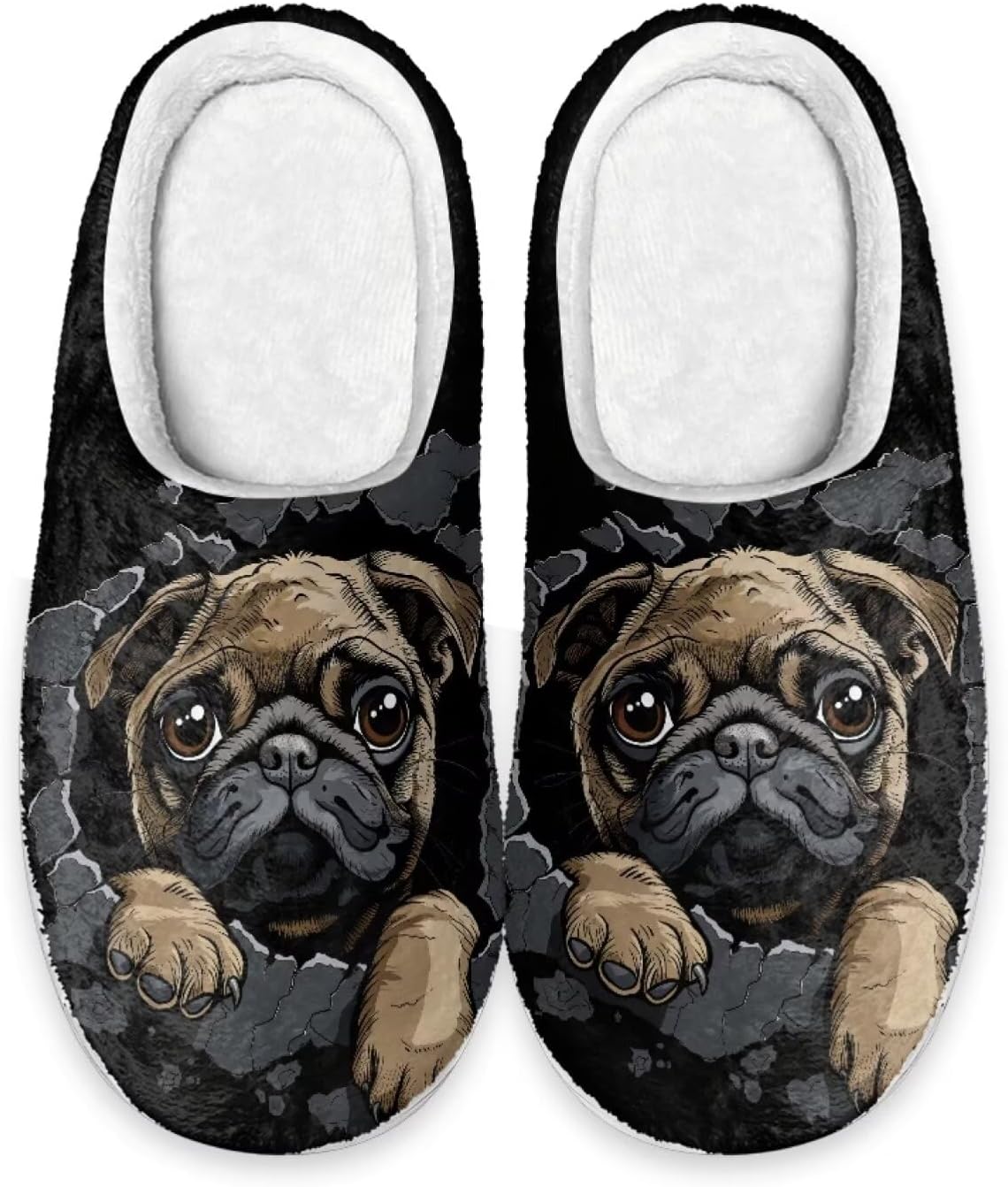 

Унисекс домашние тапочки Forchrinse на Рождество с принтом Санта-Клауса, оленей и ночного неба, мягкие теплые тапочки для мужчин и женщин, легкие и удобные для зимы, Pug