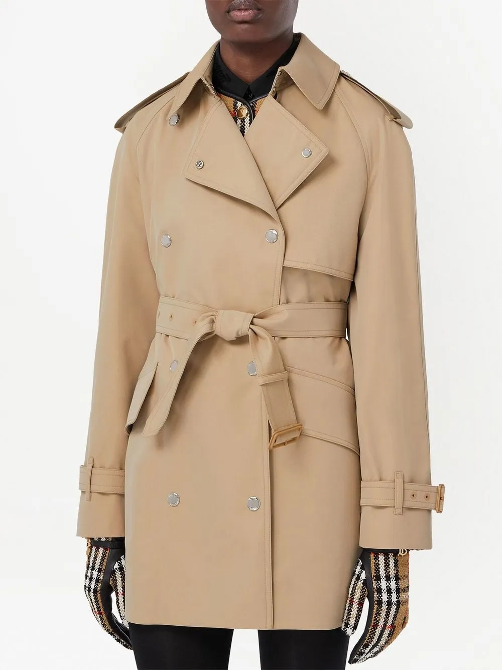 Тренч Burberry Габардиновый с поясом, коричневый — фото 3