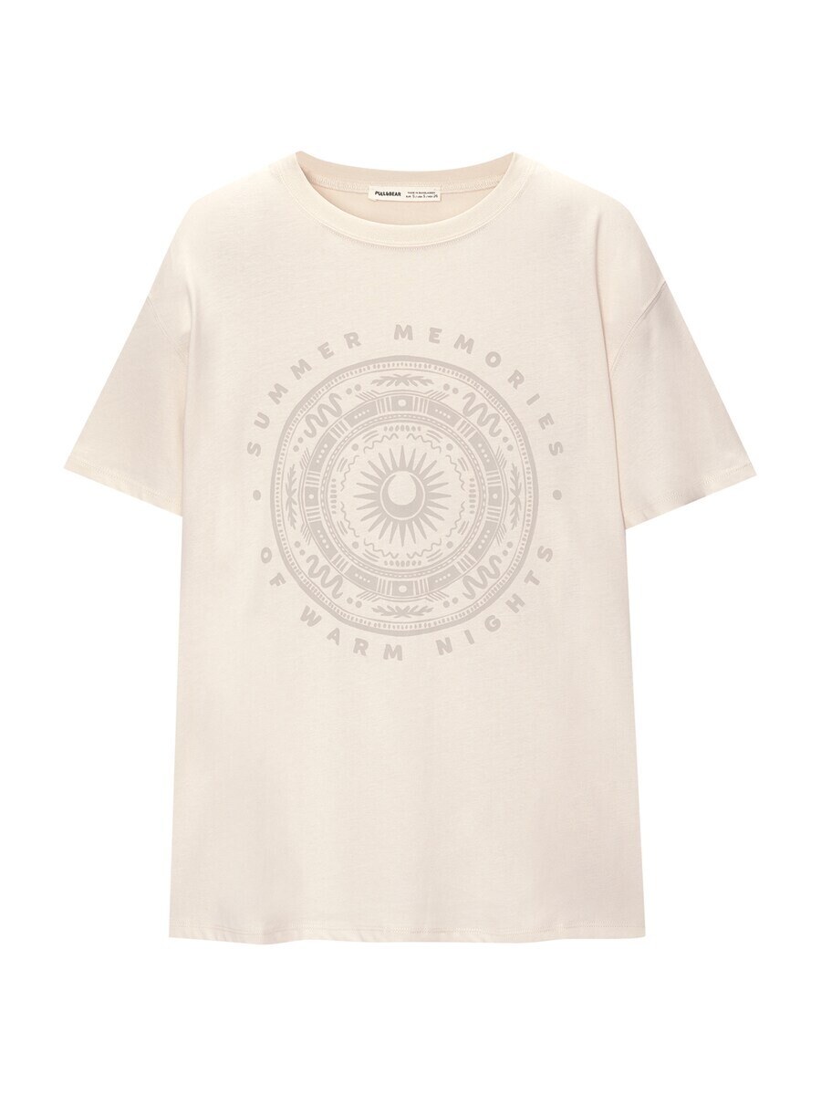 

Футболка Pull&Bear, экрю/темно-бежевый