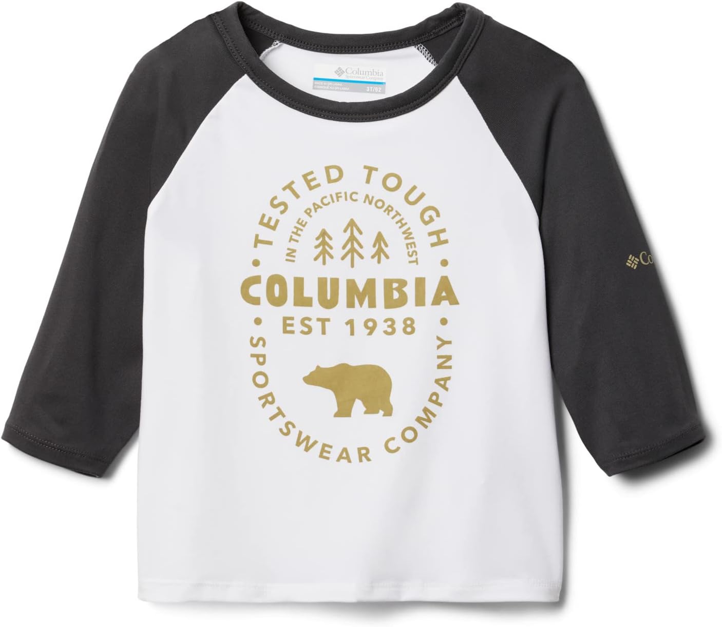 Columbia Kids' Outdoor Elements футболка с рукавом 3/4, White/Shark — фото 2