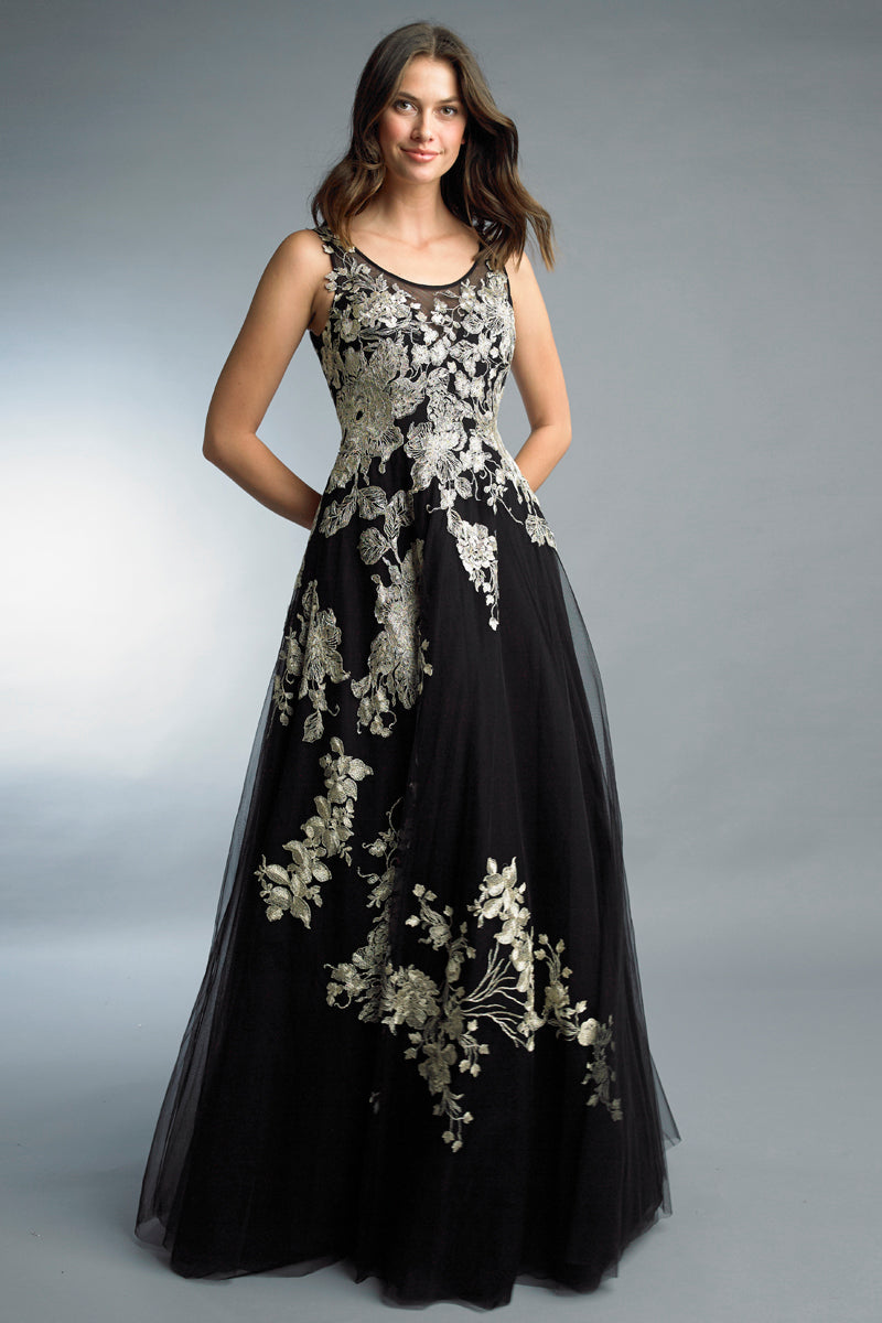 

Платье с цветочным принтом из золотых листьев Basix Black Label, Blackgold