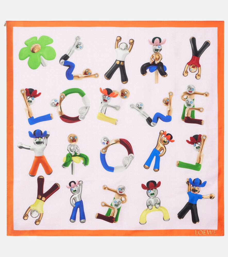 

Шелковый твилловый шарф с логотипом Anagram Loewe, Pink/Multicolor