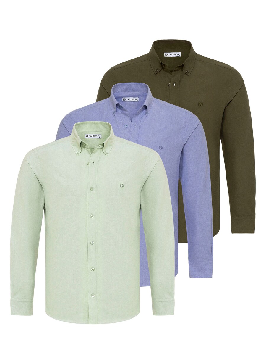 

Рубашка на пуговицах классического кроя Dandalo, цвет Light blue/Khaki/Light green