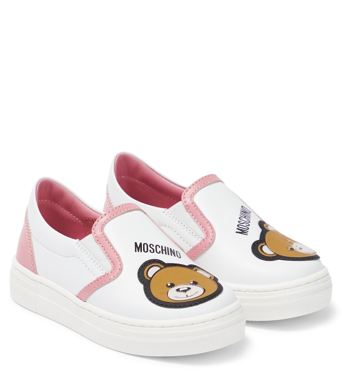 

Кожаные кроссовки без застежек Moschino, розовый