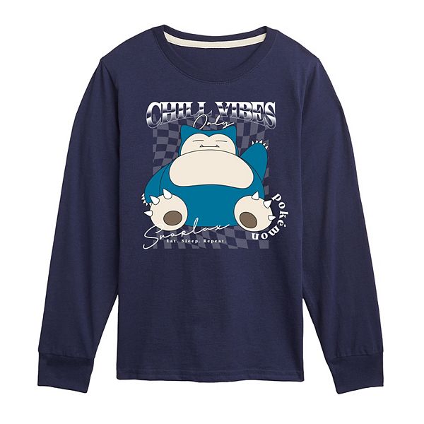

Футболка с длинным рукавом Boys 8-20 Pokémon Snorlax Chill Vibes Only Licensed Character, Navy