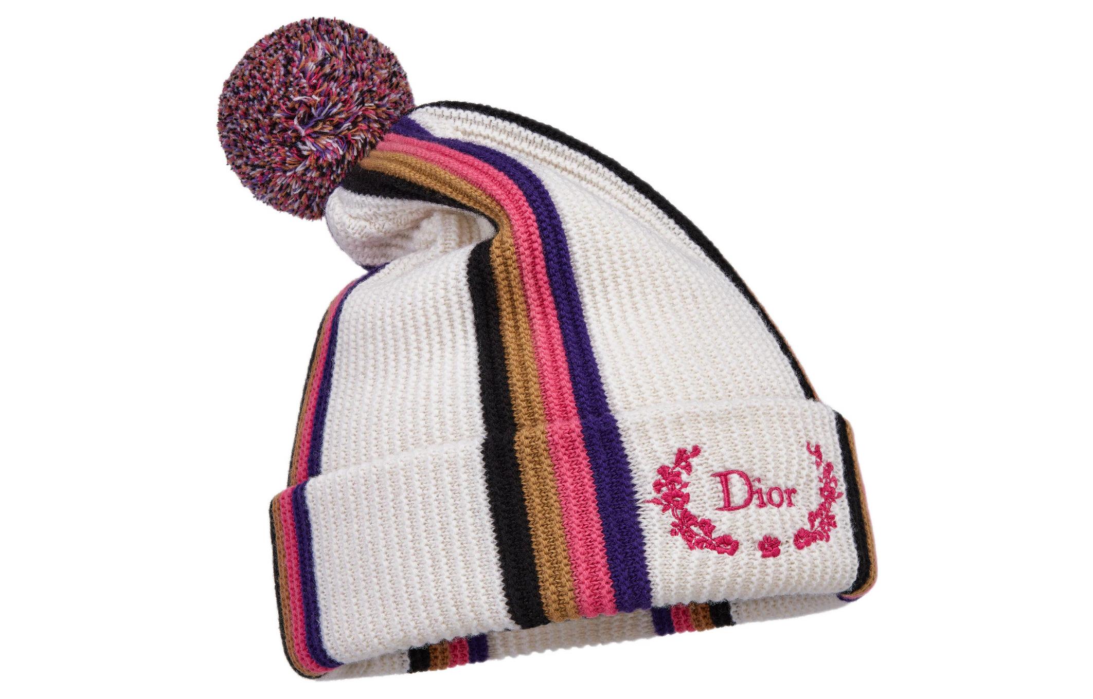 

DIOR Шерстяная мужская разноцветная шапка-бини, Multicolor