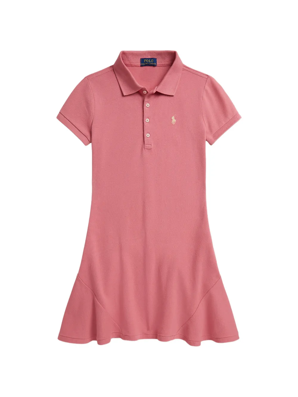 

Платье с расклешенным подолом и воротником-поло Polo Ralph Lauren Kids, розовый