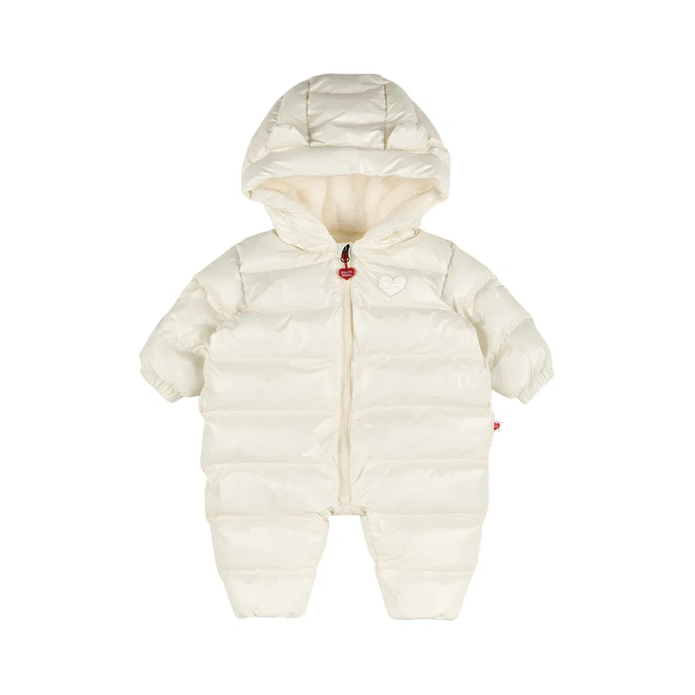 Детский пуховый комбинезон с капюшоном Baby Glossy кремовый от Belita&Boys