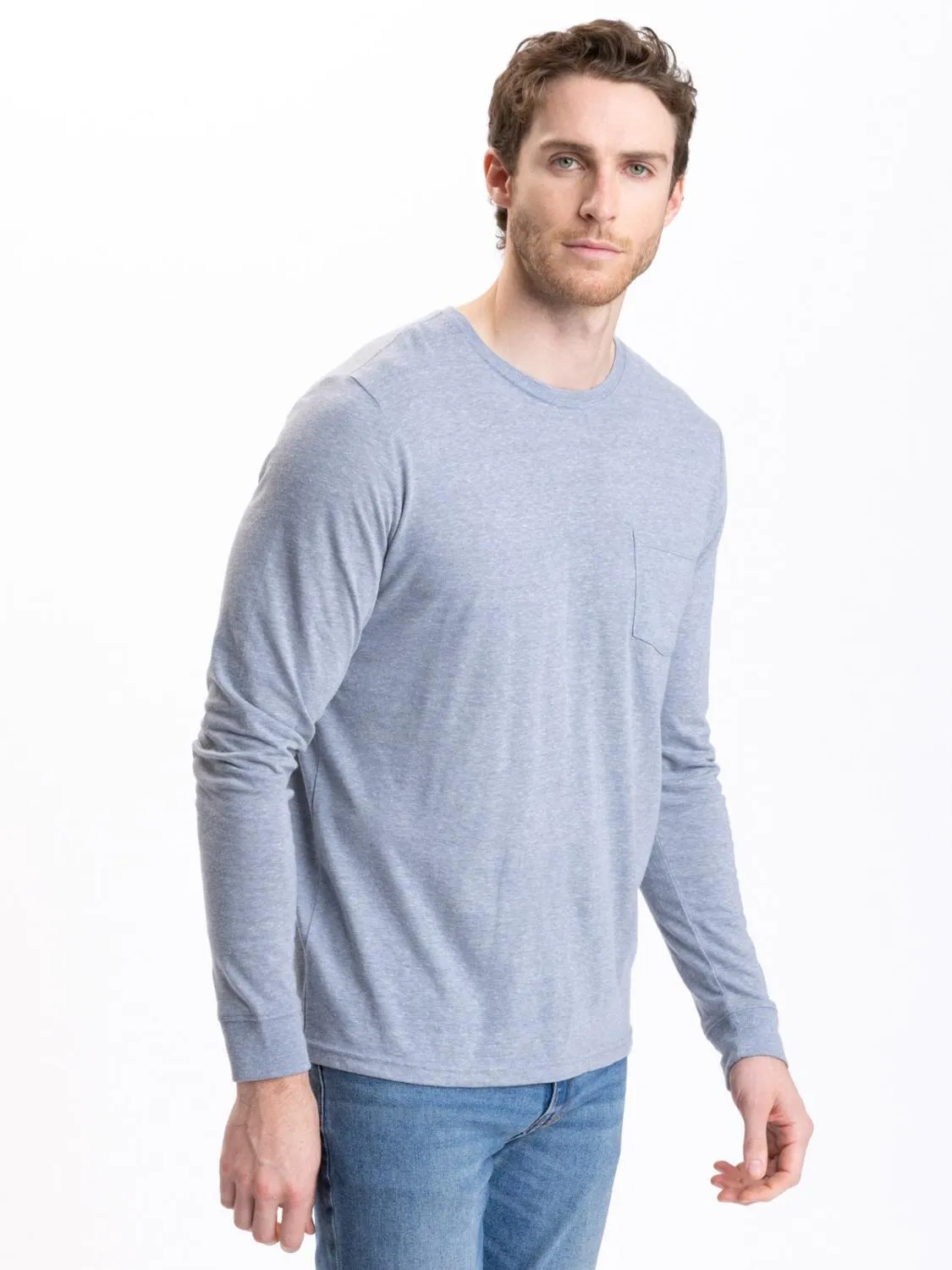 

Мужская футболка с длинным рукавом и карманом Threads 4 Thought, China Blue