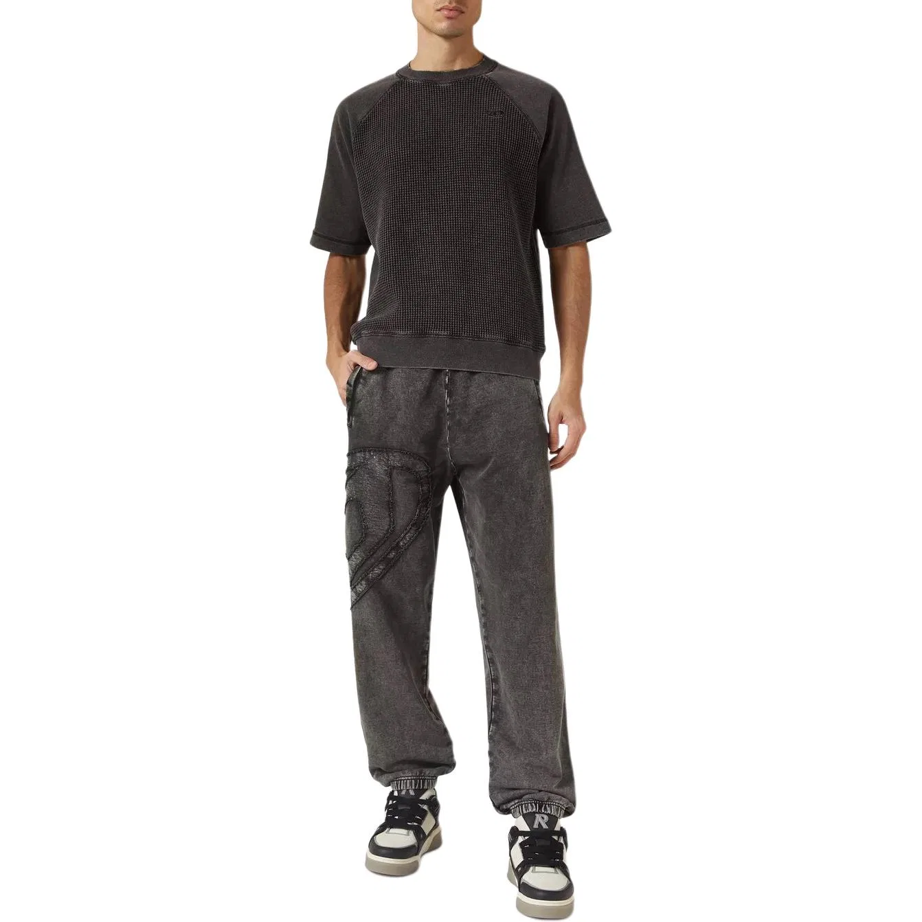 Футболка мужская black, с круглым вырезом, тонкая DIESEL — фото 3