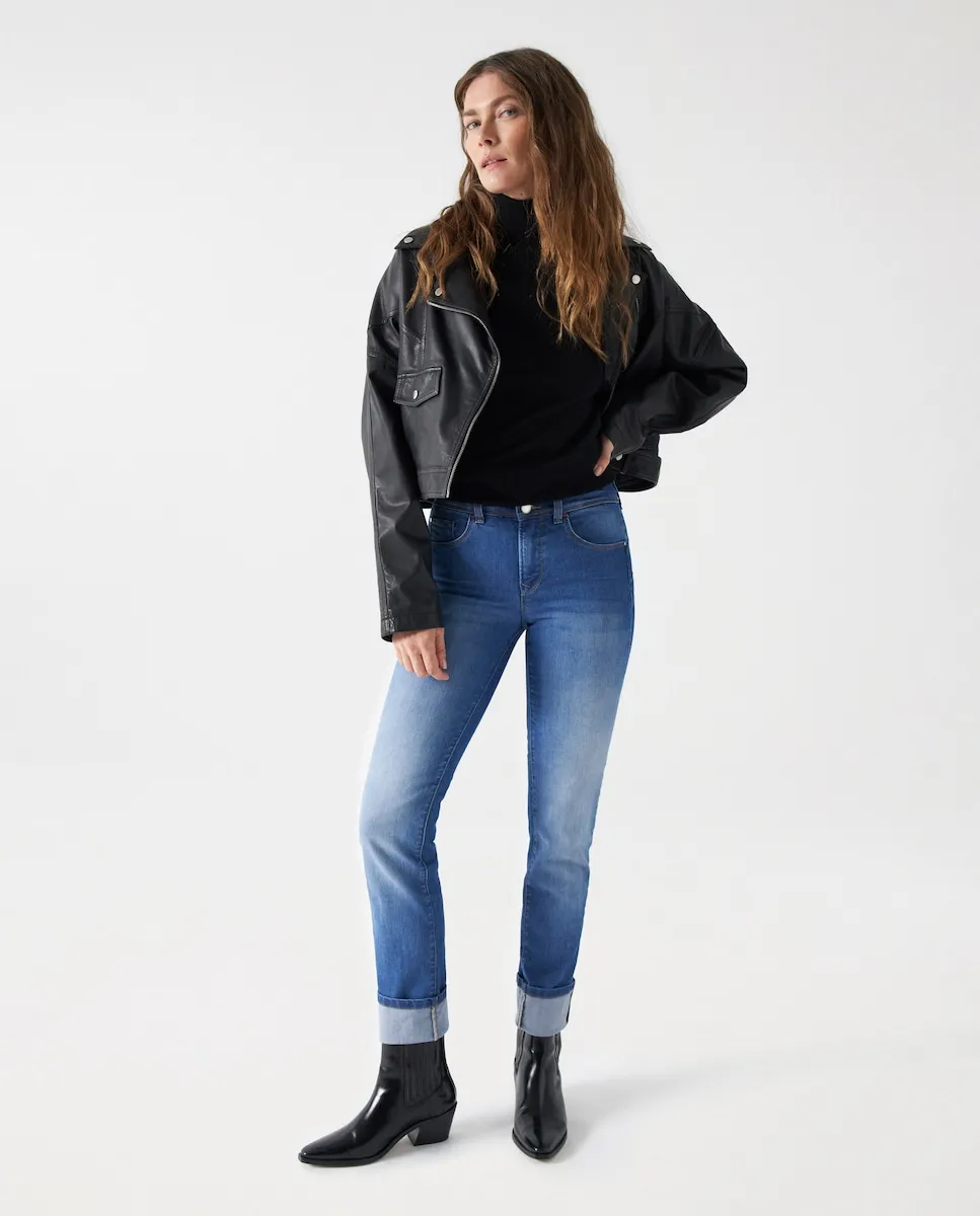 

Секретный толчок в узких мягких женских джинсах скинни Salsa Jeans, синий