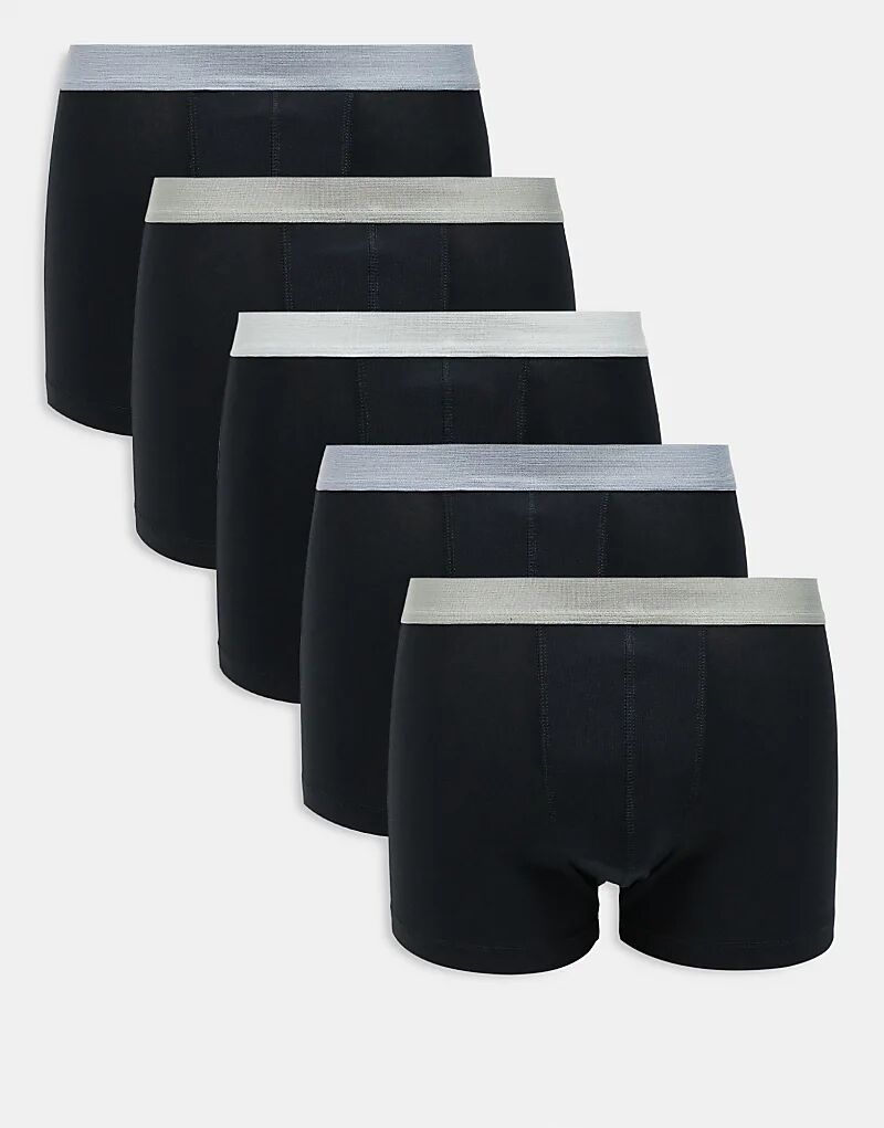 

Комплект из 5 трусов ASOS DESIGN с цветным поясом, черный