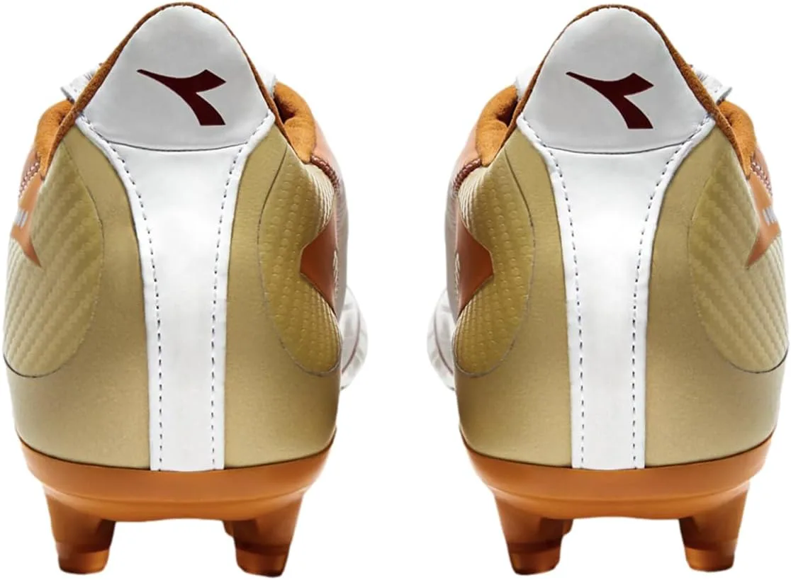 Футбольные бутсы Diadora Maximus Elite ITA T SLX для мужчин для твердого грунта - натуральная кожа премиум-класса, переворачивающийся язычок, ультралегкая подошва, произведено в Италии, белый/оранжевый — фото 3